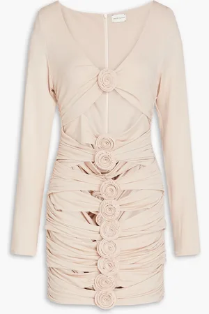 MAGDA BUTRYM Cutout floral-appliquéd jersey mini dress - Neutral - FR 38