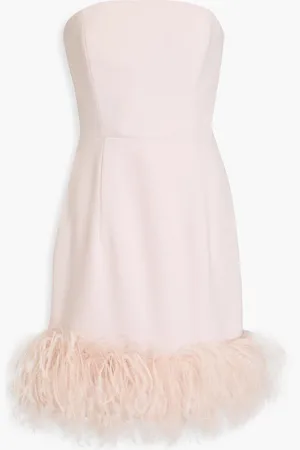 16Arlington Strapless feather-embellished crepe mini dress - Pink - UK 10