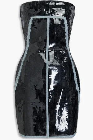 Rick Owens Strapless sequined denim mini dress - - IT 38