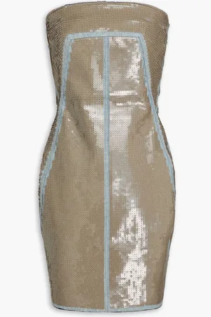 Rick Owens Strapless sequined denim mini dress - Neutral - IT 42