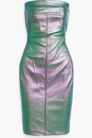 Rick Owens Strapless iridescent-effect leather-blend mini dress - - IT 40