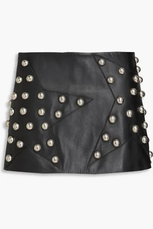 AREA Studded embellished leather mini skirt - - US 10