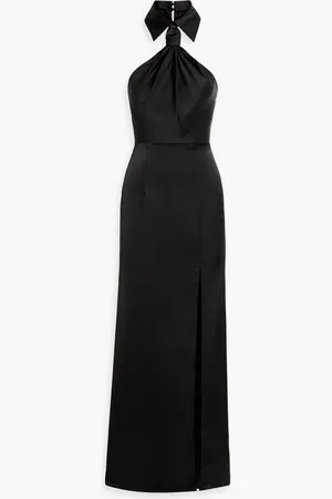 Halston Heritage Gemi knotted satin-crepe halterneck gown - - US 4