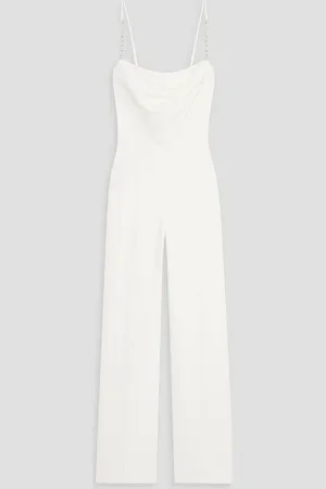 Halston Heritage Brea chain-embellished stretch-crepe wide-leg jumpsuit - - US 10