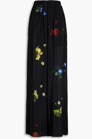 Elie saab Floral-print silk crepe de chine wide-leg pants - - FR 36