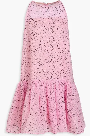 Oscar de la Renta Gathered fil coupé organza mini dress - Pink - US 6