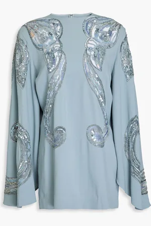 Elie saab Embellished crepe blouse - Blue - FR 38