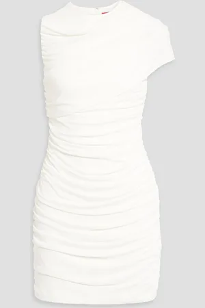 Halston Heritage Sarina ruched stretch-jersey mini dress - White - US 4