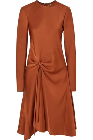 Chloé Draped satin-crepe midi dress - Brown - FR 42