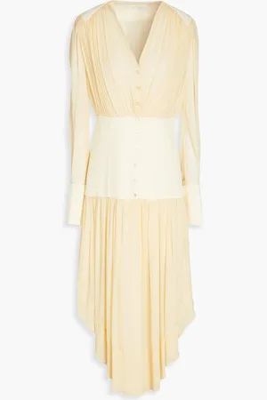 Chloé Crepe-paneled mousseline midi dress - Yellow - FR 40