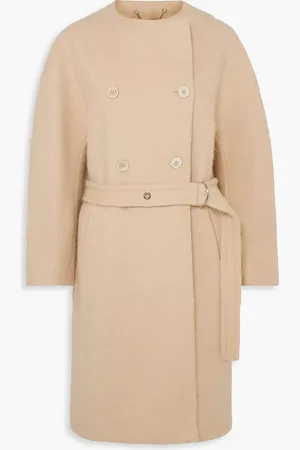 Chloé Double-breasted belted wool-blend felt coat - Neutral - FR 40