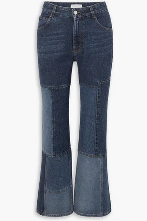 Chloé Cropped patchwork high-rise flared jeans - Blue - FR 44