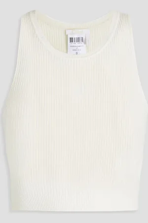 Chloé Cropped cutout ribbed wool tank - White - XL