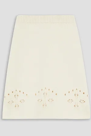 Chloé Pointelle-knit wool mini skirt - White - L
