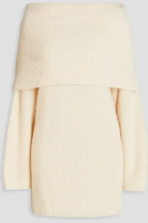 GENTRYPORTOFINO Grigio oversized sequin-embellished ribbed-knit sweater - White - IT 42