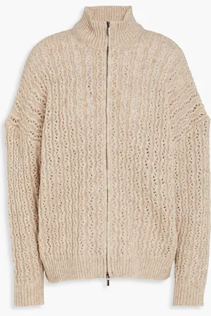 GENTRYPORTOFINO Open-knit alpaca-blend zip-up cardigan - Neutral - IT 40