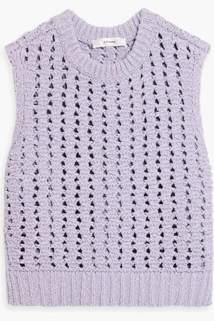 Frame Open-knit cotton vest - Purple - XS