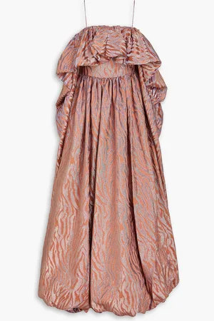 ULLA JOHNSON Amyris ruffled metallic satin-jacquard gown - - US 2