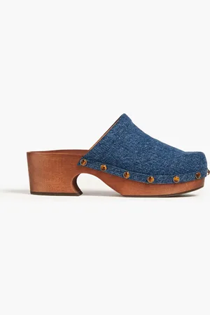 Chloé Aurna studded denim clogs - Blue - EU 36