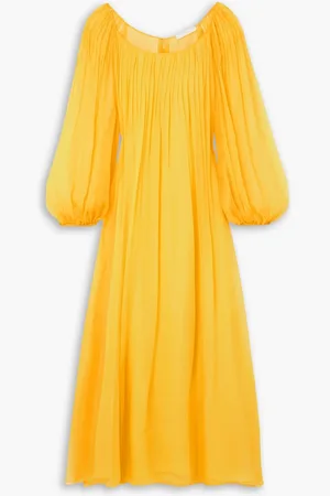 Chloé Pleated silk-chiffon maxi dress - Yellow - FR 34