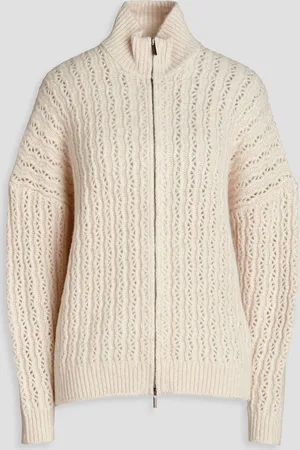 GENTRYPORTOFINO Open-knit alpaca-blend zip-up cardigan - White - IT 42