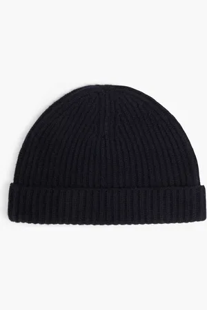 N.PEAL Ribbed cashmere beanie - Blue - ONESIZE