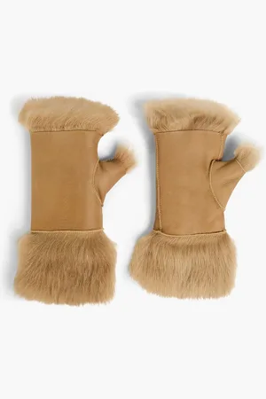 KARL DONOGHUE Shearling fingerless gloves - Neutral - ONESIZE