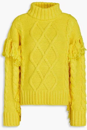 Goldbergh Brit fringed cable-knit turtleneck sweater - - XL