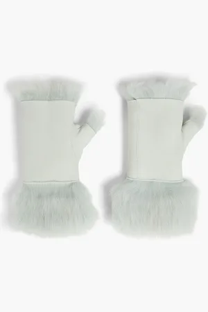 KARL DONOGHUE Shearling fingerless gloves - Blue - ONESIZE