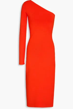 Victoria Beckham One-sleeve stretch-knit midi dress - Red - 2
