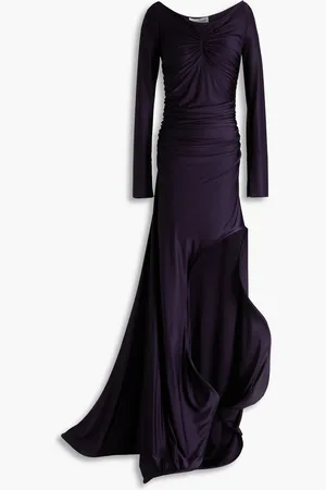 Victoria Beckham Ruffled satin-jersey gown - Purple - UK 6