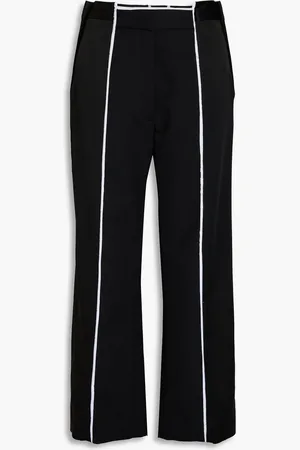 Victoria Beckham Satin-crepe and grain de poudre straight-leg pants - - UK 6