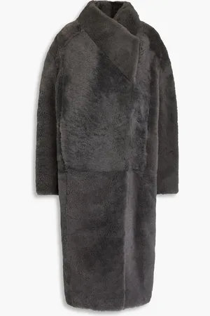 KARL DONOGHUE Wrap-effect shearling coat - Gray - UK 10