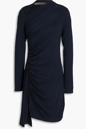 ENZA COSTA Ruched metallic jersey mini dress - Blue - XL