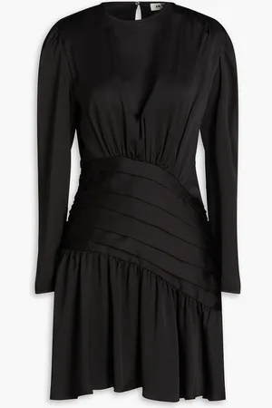 Sandro Gathered pleated satin-twill mini dress - - FR 42