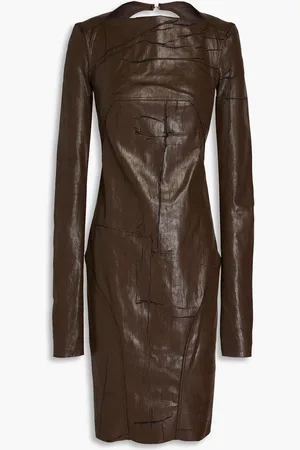 Rick Owens Distressed coated denim dress - Brown - IT 38