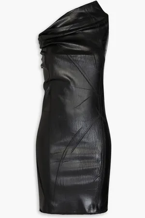 Rick Owens Athen one-shoulder coated denim mini dress - - IT 38