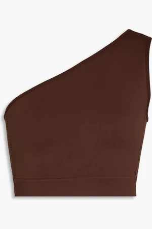 Rick Owens One-shoulder cropped stretch-piquè top - Brown - L