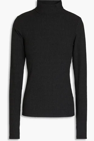 Ganni Cutout ribbed-jersey turtleneck top - Gray - DE 38