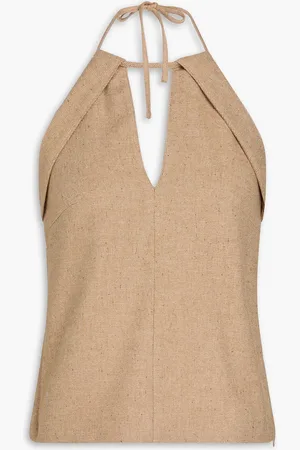 REMAIN Birger Christensen Cutout tweed halterneck top - Neutral - DE 40