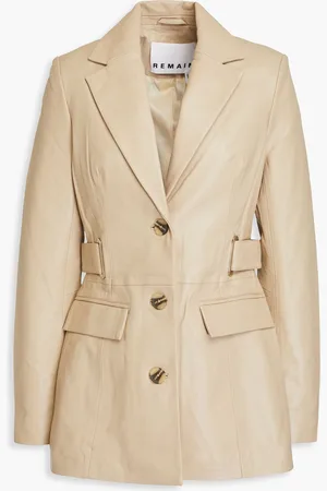 REMAIN Birger Christensen Belted leather blazer - Neutral - DE 36