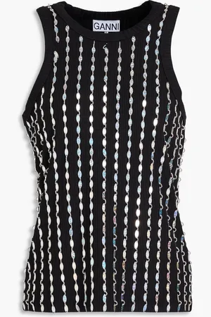 Ganni Embellished ribbed EcoVero-blend jersey tank - - DE 38