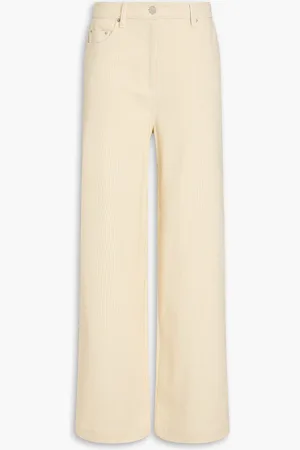 REMAIN Birger Christensen Striped cotton-blend twill wide-leg pants - Yellow - 28