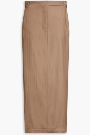 REMAIN Birger Christensen Pinstriped satin-twill maxi skirt - Neutral - DE 32