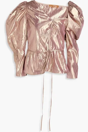 REJINA PYO Fiona gathered iridescent lamé blouse - Metallic - UK 16