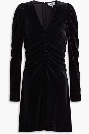 Ganni Ruched velvet mini dress - - DE 32