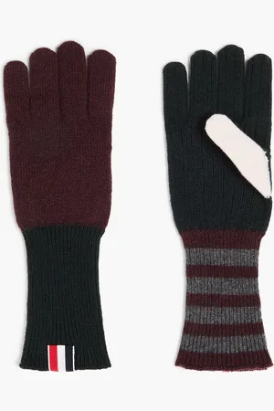 Thom Browne Ribbed cashmere gloves - Burgundy - M