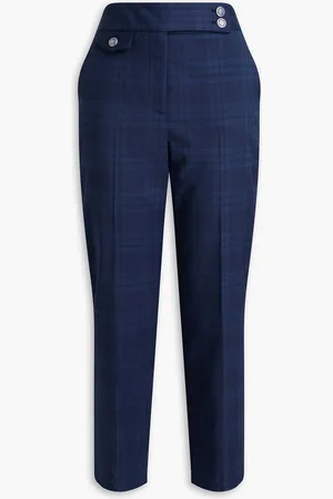 VERONICA BEARD Renzo cropped checked jacquard slim-leg pants - Blue - US 10
