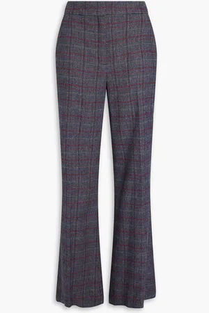VERONICA BEARD Lebone Prince of Wales checked flannel flared pants - Blue - US 00