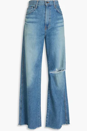 VERONICA BEARD Taylor distressed high-rise wide-leg jeans - Blue - 23